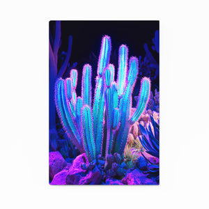 Blue On Black Cactus Art