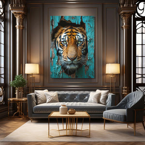 Blue Tiger Face Art | MusaArtGallery™