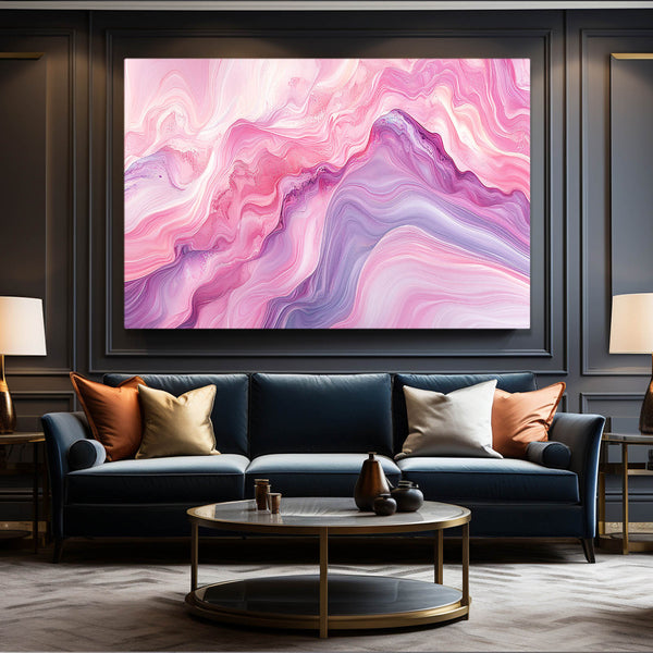 Blushing Peaks Pink Abstract Art | MusaArtGallery™