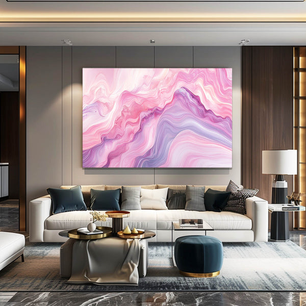 Blushing Peaks Pink Abstract Art | MusaArtGallery™