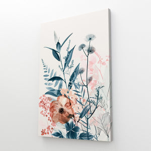 Boho Art Blue Leaves and Flower | MusaArtGallery™