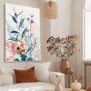 Boho Art Blue Leaves and Flower | MusaArtGallery™