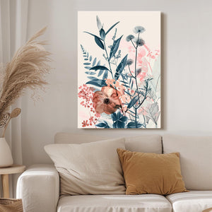 Boho Art Blue Leaves and Flower | MusaArtGallery™