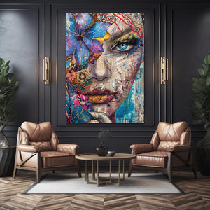 Boho Face and Flower Art | MusaArtGallery™