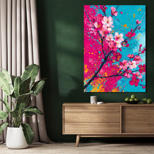 Bright Cherry Blossom Branch Wall Art