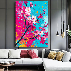 Bright Cherry Blossom Branch Wall Art