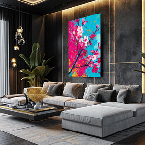 Bright Cherry Blossom Branch Wall Art