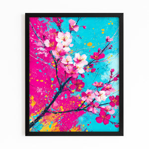 Bright Cherry Blossom Branch Wall Art