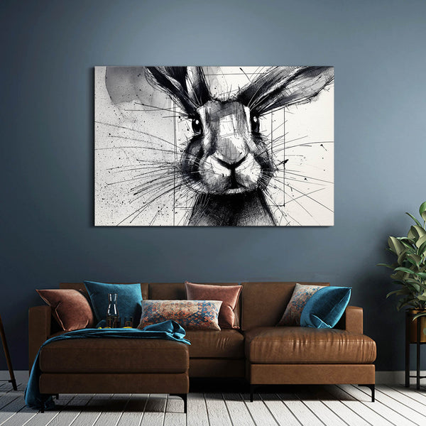 Bunny Print Black And White Art