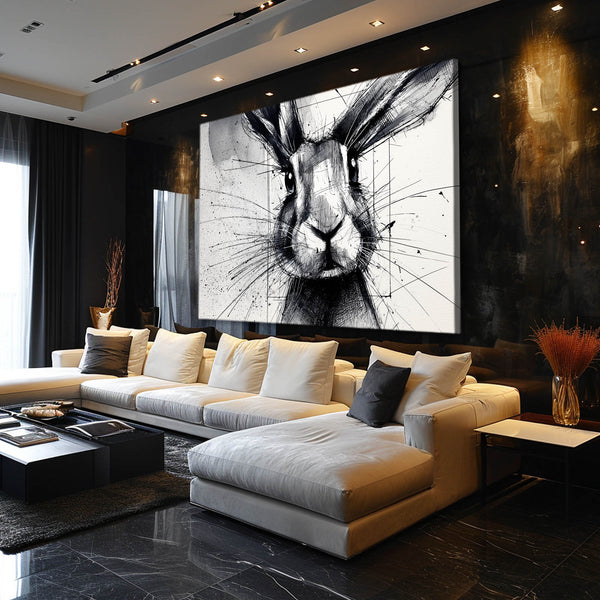 Bunny Print Black And White Art