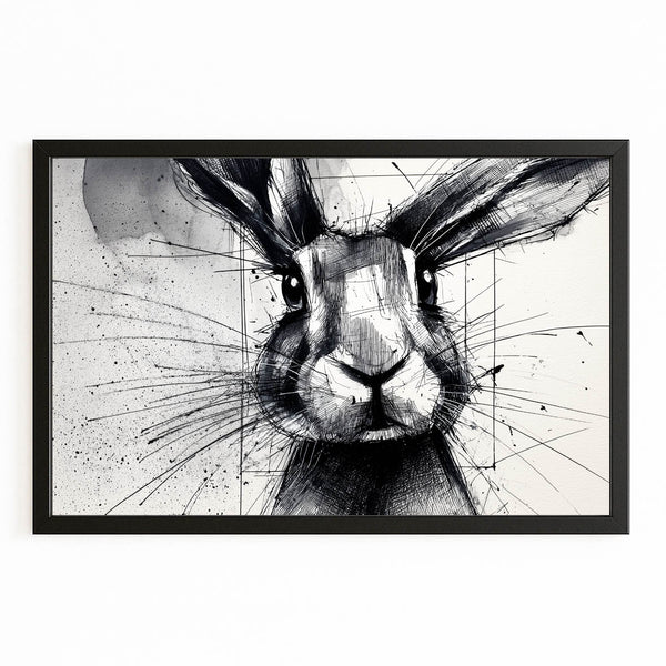 Bunny Print Black And White Art