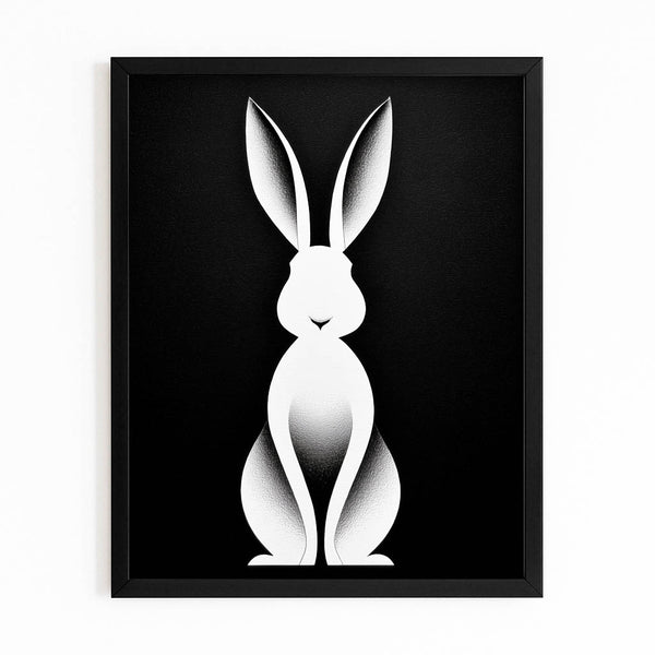 Bunny Rabbit Wall Art Black And White