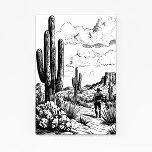 Cactus Art Black And White
