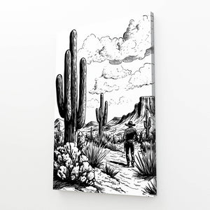 Cactus Art Black And White