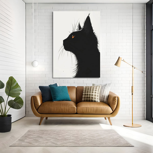 Cat Art Black Wall Decor | MusaArtGallery™