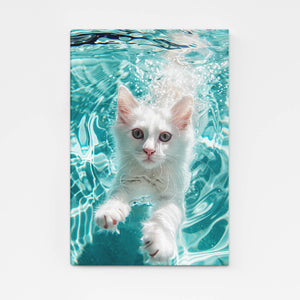 Cat in Water Art | MusaArtGallery™