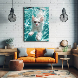 Cat in Water Art | MusaArtGallery™
