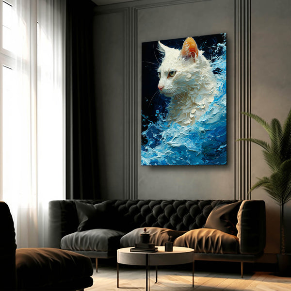 Cat In Water Wall Art | MusaArtGallery™
