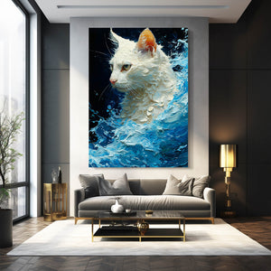 Cat In Water Wall Art | MusaArtGallery™