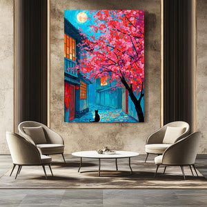 Cat Japanese Cherry Blossom Street Art