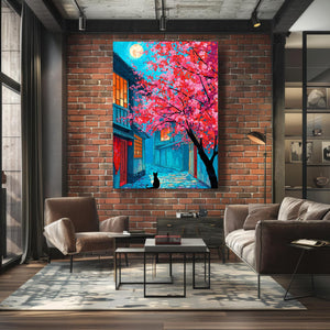 Cat Japanese Cherry Blossom Street Art