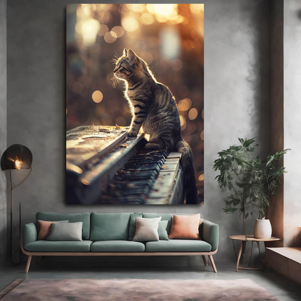 Cat With Piano Art  | MusaArtGallery™