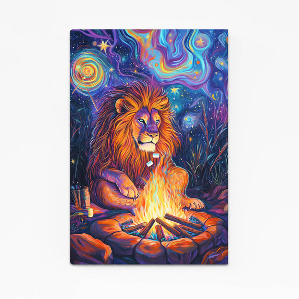 Celestial Campfire Lion Wall Art | MusaArtGallery™