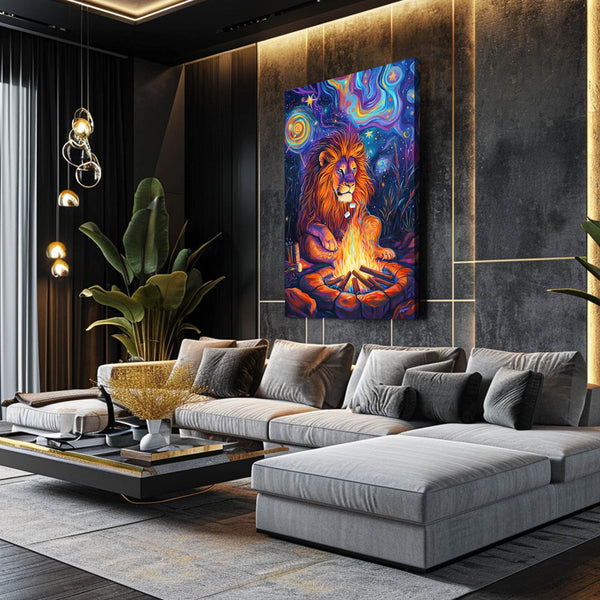 Celestial Campfire Lion Wall Art | MusaArtGallery™