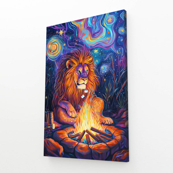 Celestial Campfire Lion Wall Art | MusaArtGallery™