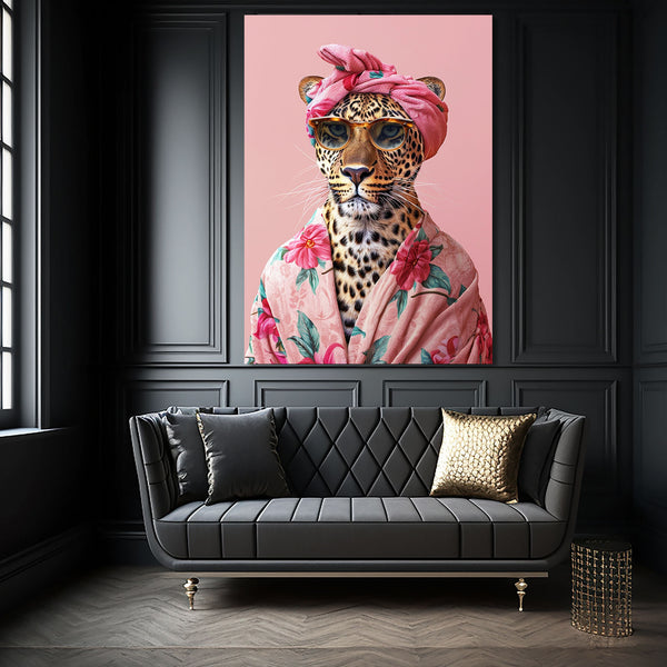 Arte mural elegante y moderno con estampado de leopardo