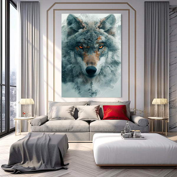 Cloudy Wolf Canvas Art   | MusaArtGallery™