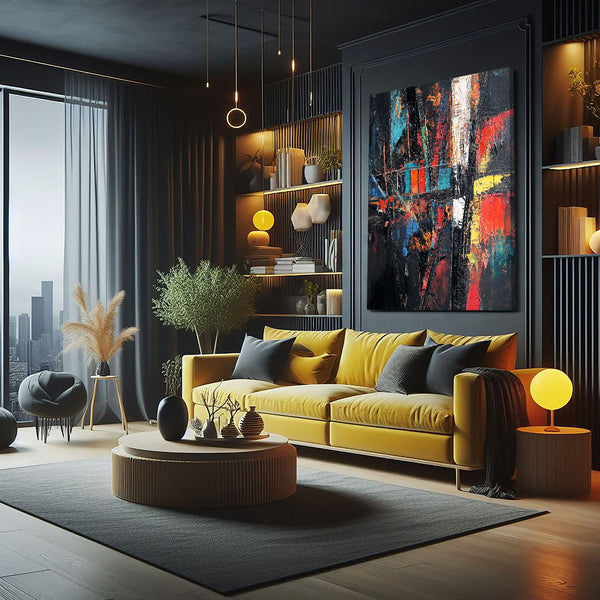 Colored Black Abstract Art