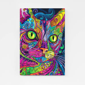Colorful Cat Art Canvas | MusaArtGallery™