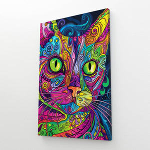 Colorful Cat Art Canvas | MusaArtGallery™