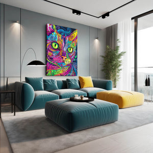 Colorful Cat Art Canvas | MusaArtGallery™