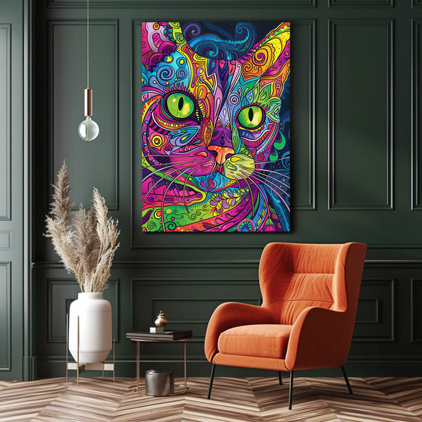 Colorful Cat Art Canvas | MusaArtGallery™