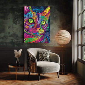 Colorful Cat Art Canvas | MusaArtGallery™