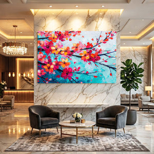Colorful Cherry Blossom Branch Art