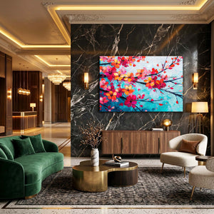 Colorful Cherry Blossom Branch Art