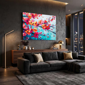 Colorful Cherry Blossom Branch Art