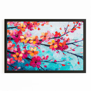 Colorful Cherry Blossom Branch Art