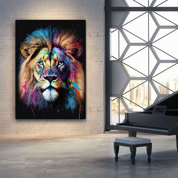 Colorful Lion Canvas Art | MusaArtGallery™