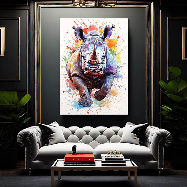 Colorful Rhinoceros Wall Art | MusaArtGallery™