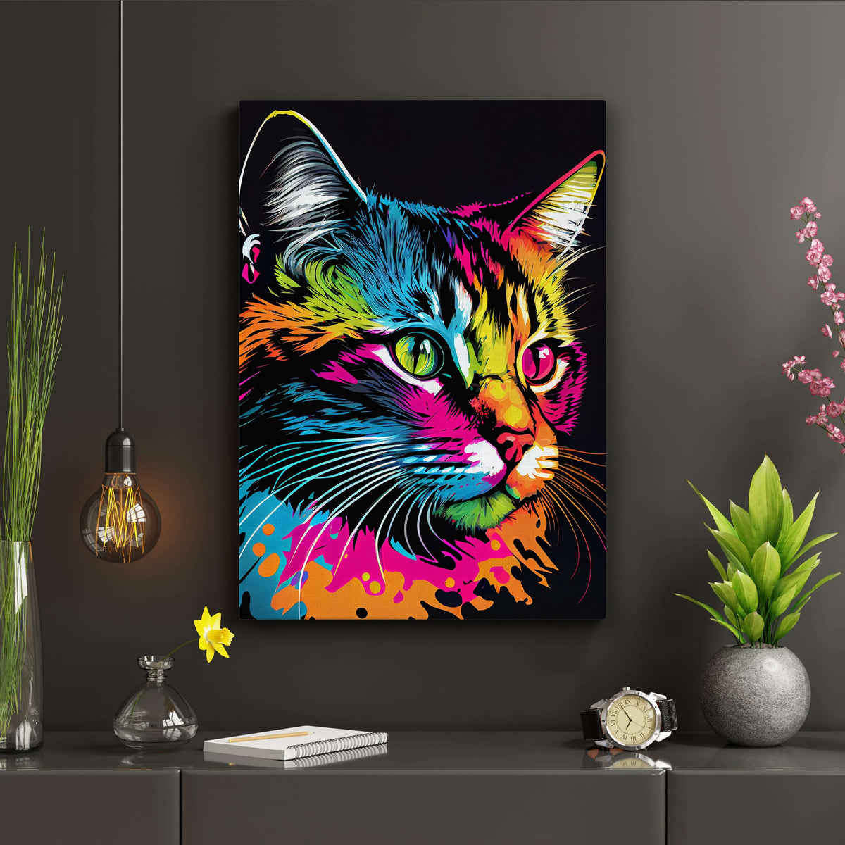 Colorful Wall Art Cat | MusaArtGallery™