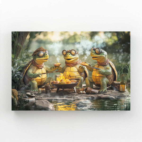 Cool Wall Art Campfire Turtles | MusaArtGallery™