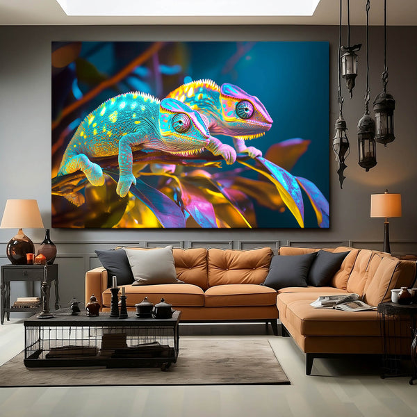 Cool Wall Art Colorful Chameleons | MusaArtGallery™