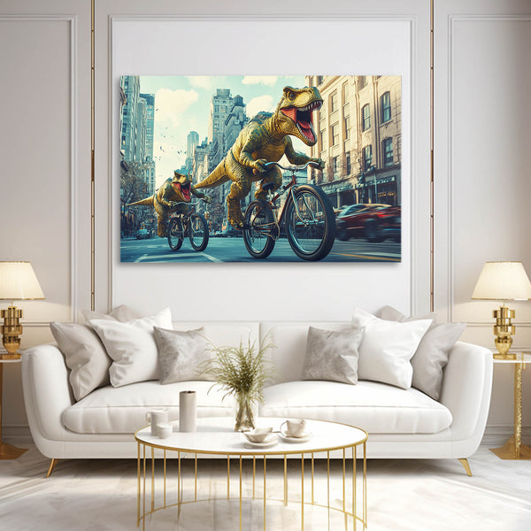 Cool Wall Art Dinosaurs on Bikes | MusaArtGallery™