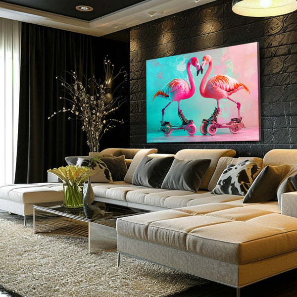 Cool Wall Art Flamingo Riders | MusaArtGallery™