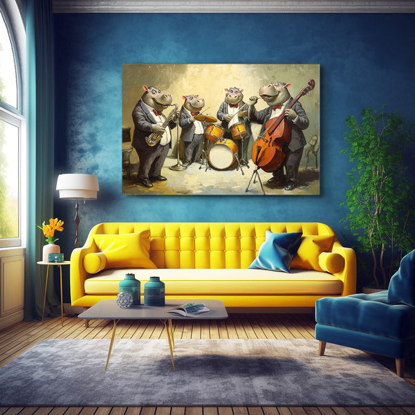 Cool Wall Art Hippo Jazz Band | MusaArtGallery™