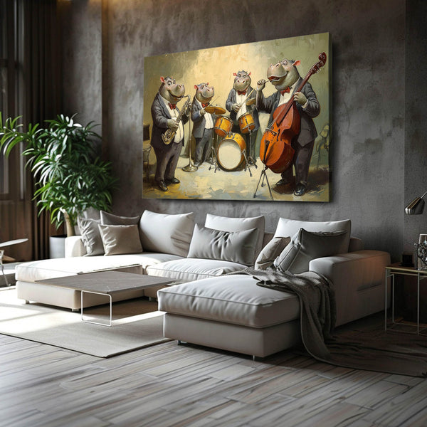 Cool Wall Art Hippo Jazz Band | MusaArtGallery™